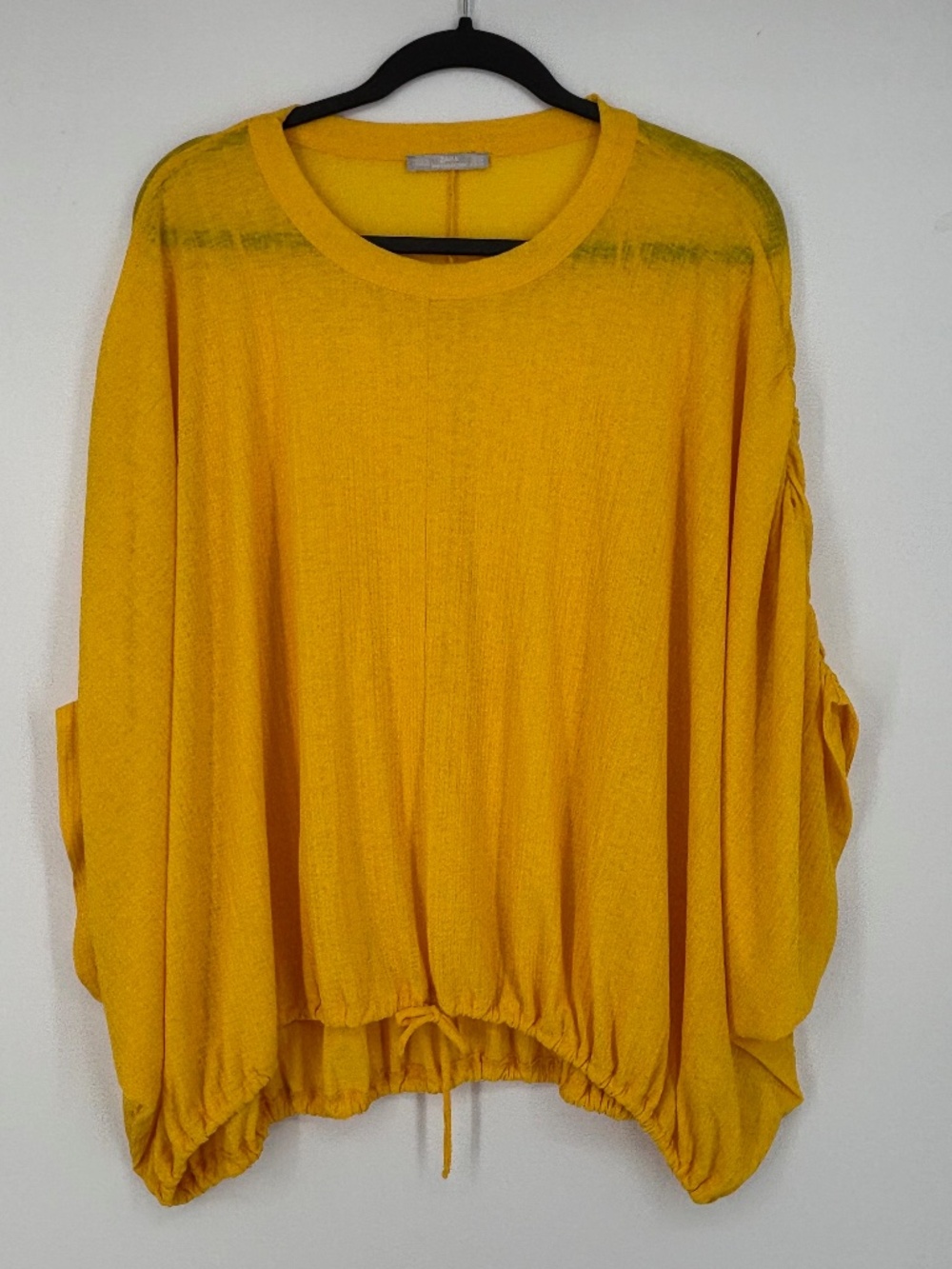 Zara Womens Medium Pullover Oversized Knit Blouse Top Golden Yellow Cocoon Tie